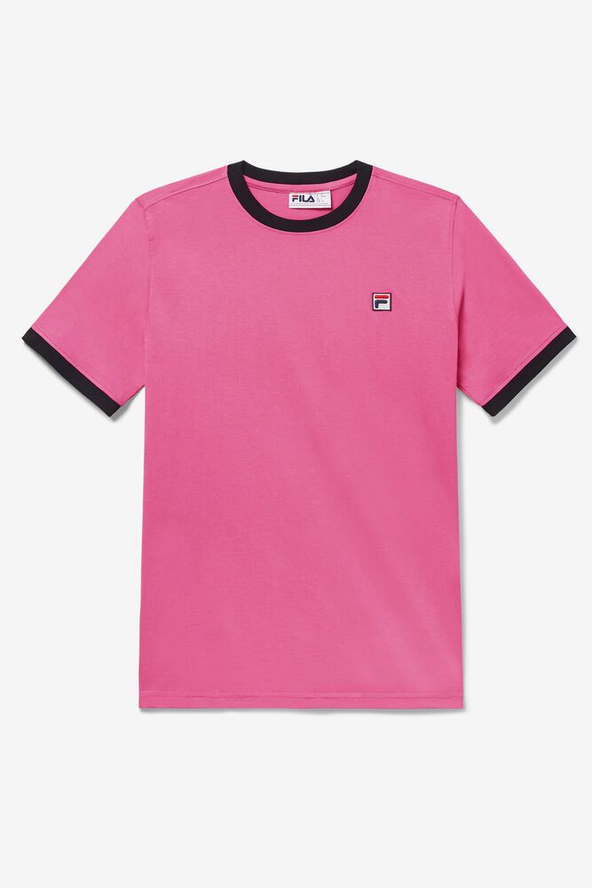 Fila T-Shirt Marconi Ringer Mens Pink - India NEW-523064